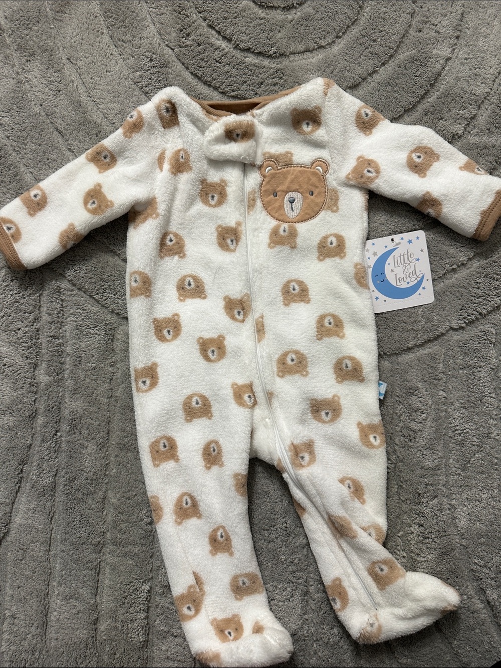 Baby Fleece One-Piece Sleeper- Bear Print